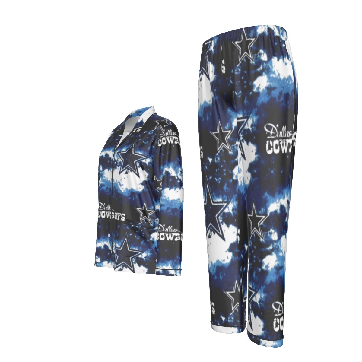Dallas Cowboys Zubaz All-Over Print Women's Long Sleeve Pajama Set With Black Contrast Piping