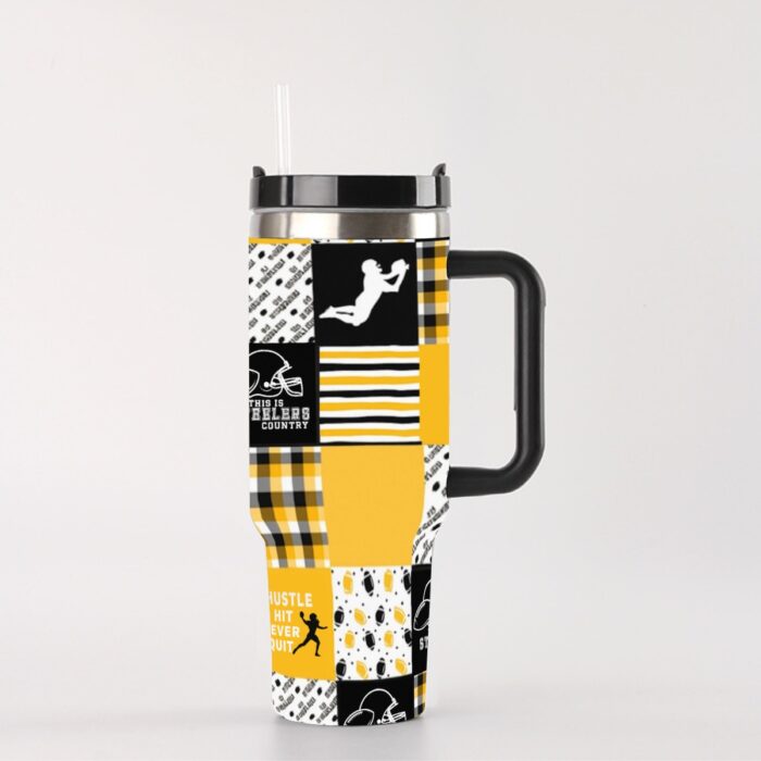 Pittsburgh Steelers Zubaz 40 oz Tumbler With Handle - Image 4