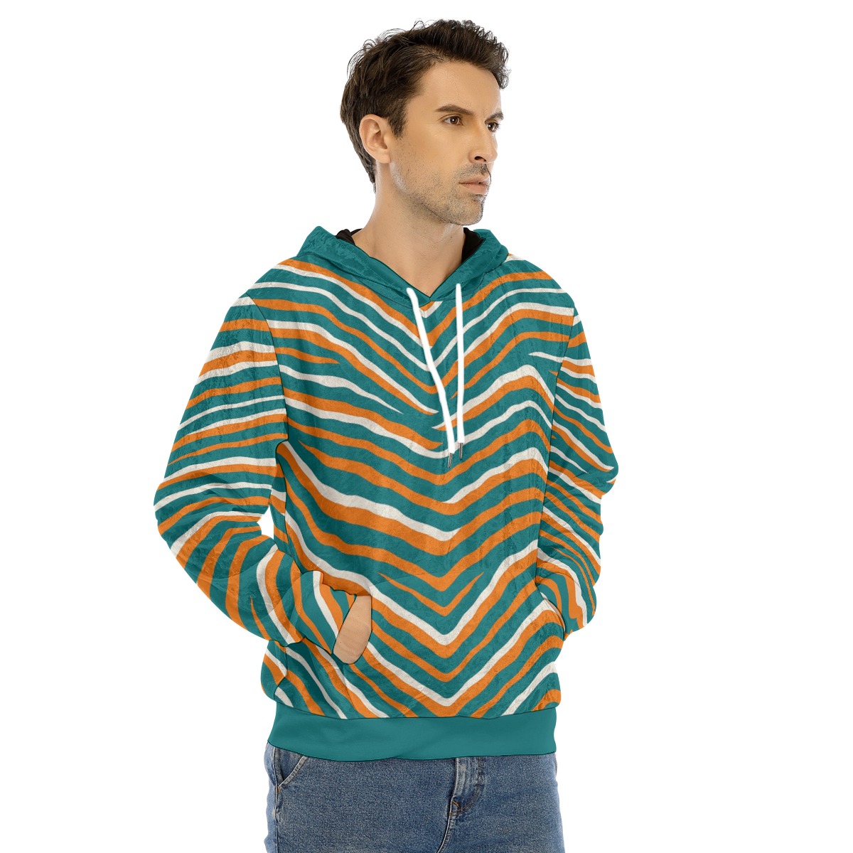 Miami Dolphins Zubaz All-Over Print Men's Pullover Hoodie | Velvet - Image 4