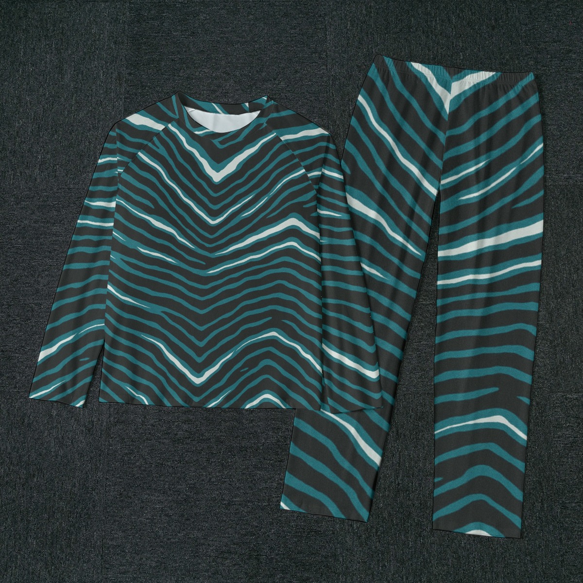 Philadelphia Eagles Zubaz All-Over Print Men's Raglan Sleeve Pajamas With Wide Ankles