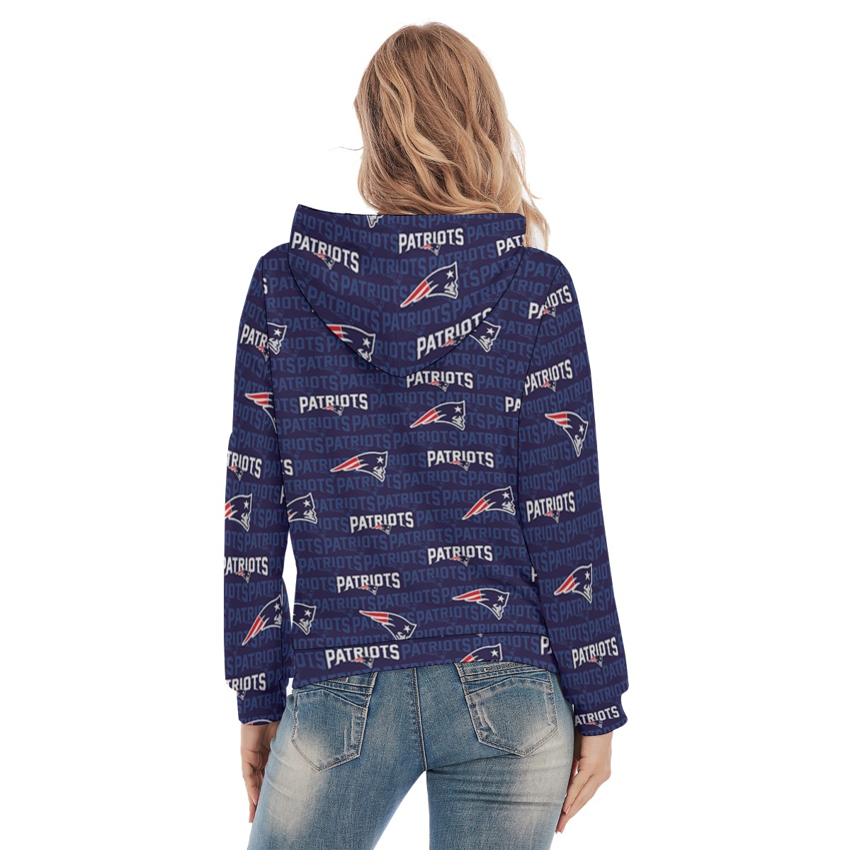 New England Patriots All-Over Print Women's Slim Pullover Hoodie - Image 2