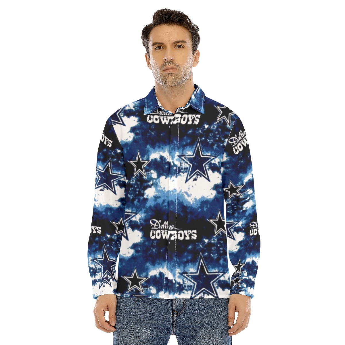 Dallas Cowboys Zubaz All-Over Print Men's Lapel Collar Shirt With Concealed Placket - Image 4