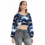 Dallas Cowboys Zubaz All-Over Print Women's V-neck Long Sleeve Cropped Sweatshirt - Image 2