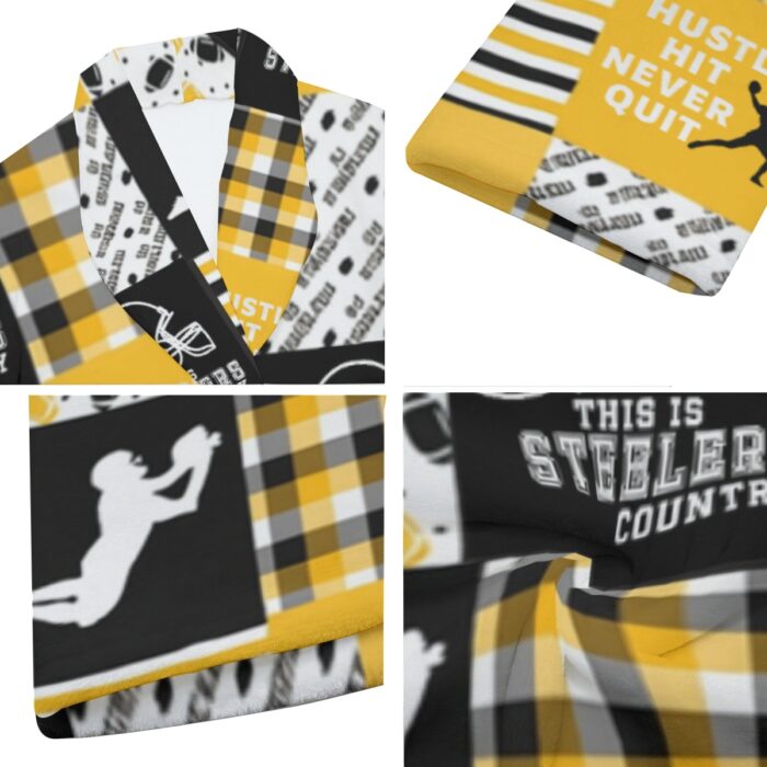 Pittsburgh Steelers All-Over Print Men's Borg Fleece Robe - Image 3