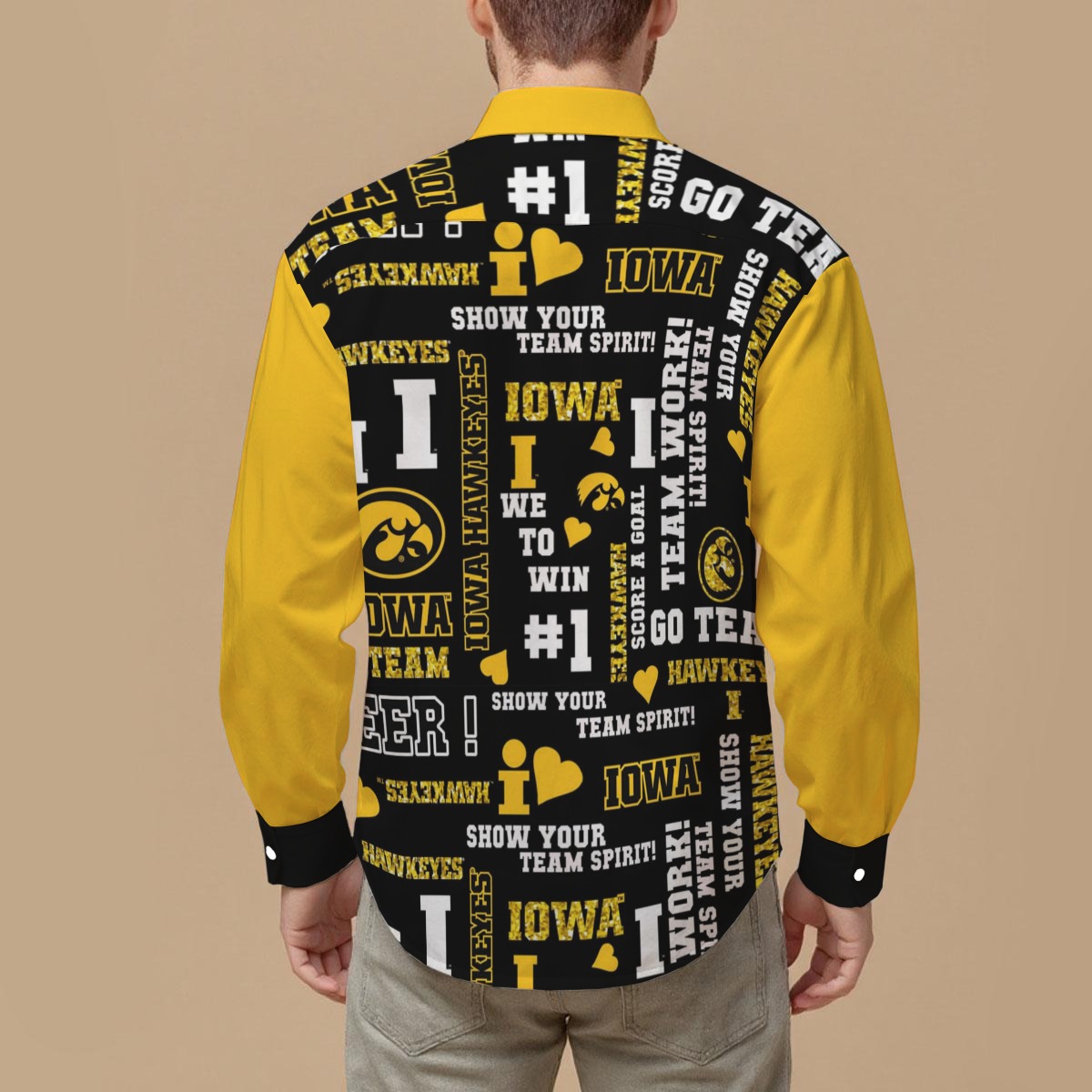 Iowa - Hawkeyes Men's Slim Fit Long Sleeve Shirt - Image 2