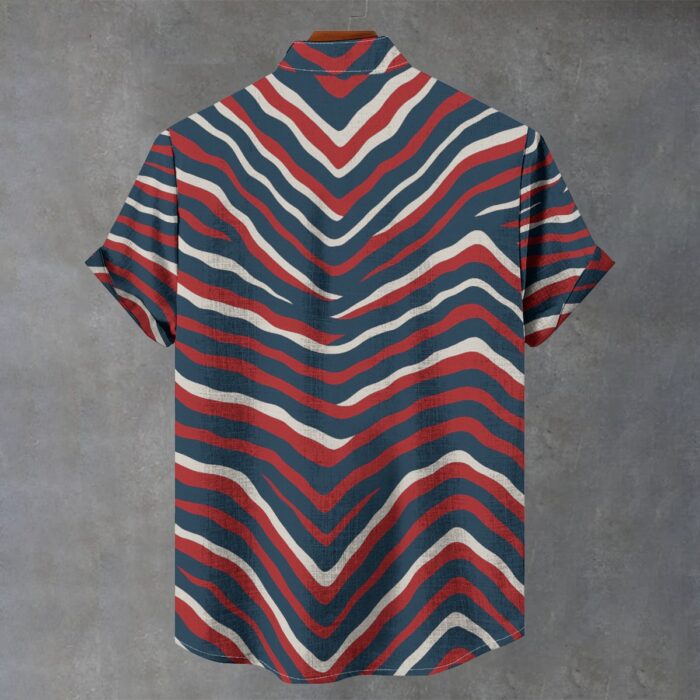 New England Patriots Zubaz All-Over Print Men's Stand Collar Shirt|110GSM Imitation Flax - Image 2