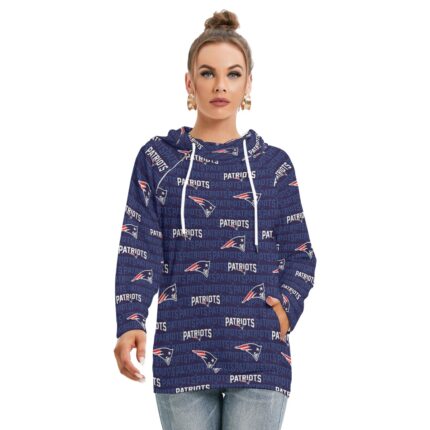 New England Patriots All-Over Print Women's Hoodie With Double Hood
