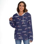 New England Patriots All-Over Print Women's Heavy Fleece Zip-on-the-Side Hoodie - Image 4