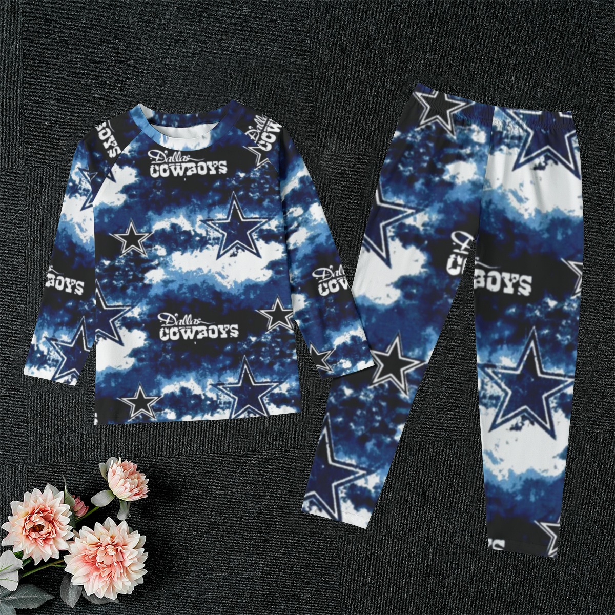 Dallas Cowboys Zubaz All-Over Print Kid's Raglan Sleeve Pajamas With Wide Ankles - Image 3