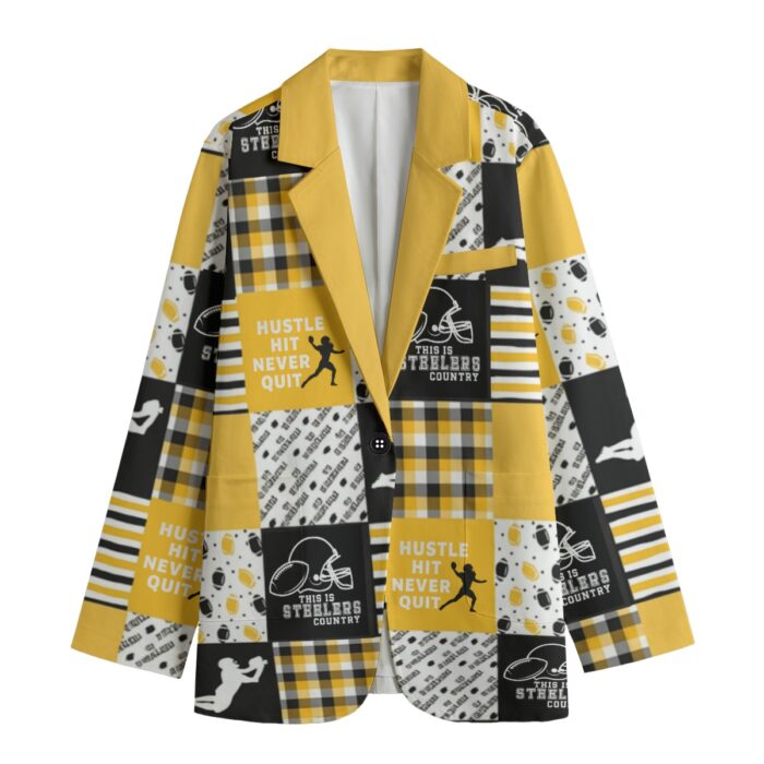 Pittsburgh Steelers All-Over Print Women's Leisure Blazer - Image 2