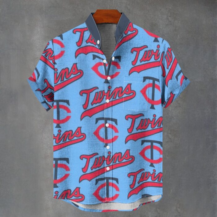 Minnesota Twins Men's Stand Collar Shirt|110GSM Imitation Flax - Image 1