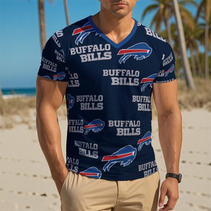 Buffalo Bills Men's V-Neck T-Shirt – NFL Game Day Casual Wear - Image 1