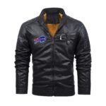 Buffalo Bills Plus Fleece  Zipper Leather Jacket (DTF) - Image 5