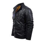 Buffalo Bills Plus Fleece  Zipper Leather Jacket (DTF) - Image 3