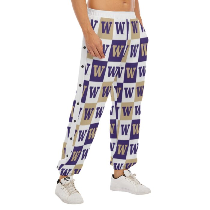 University of Washington Huskies Basketball Snap Sweatpants – Men’s Comfortable Game Day Pants - Image 1
