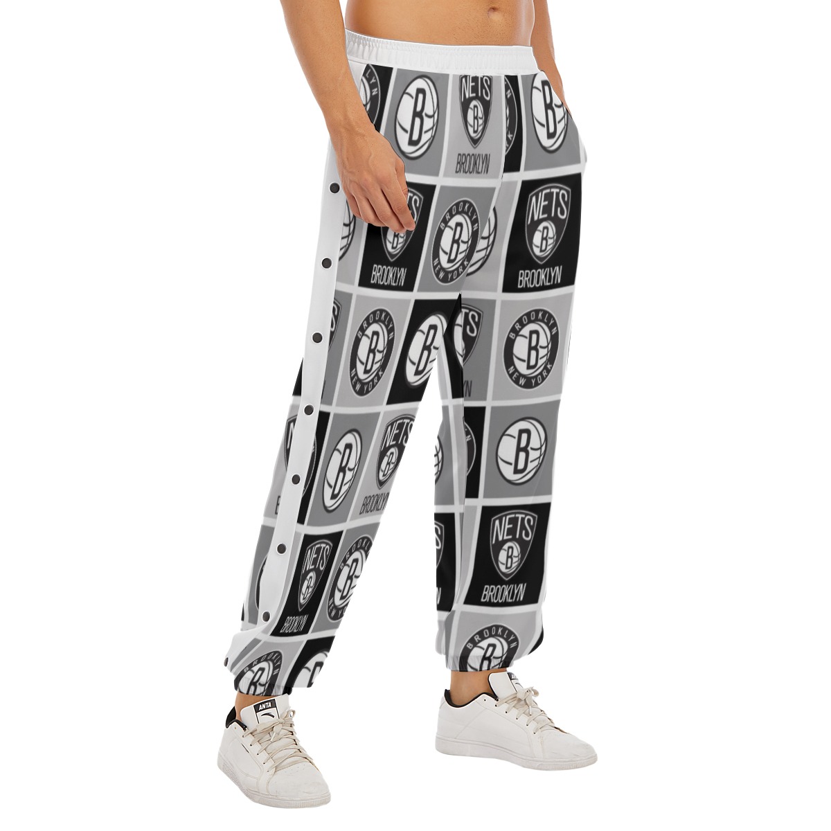 Brooklyn Nets Basketball Sweatpants with Snap - Image 2