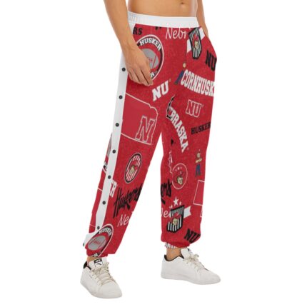 University of Nebraska-Lincoln Cornhuskers Basketball Snap Sweatpants – Men’s Comfortable Game Day P