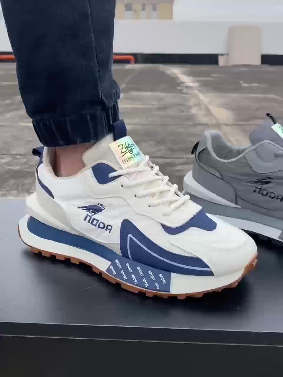 Men's White & Navy Low-Top Sneakers - Image 11