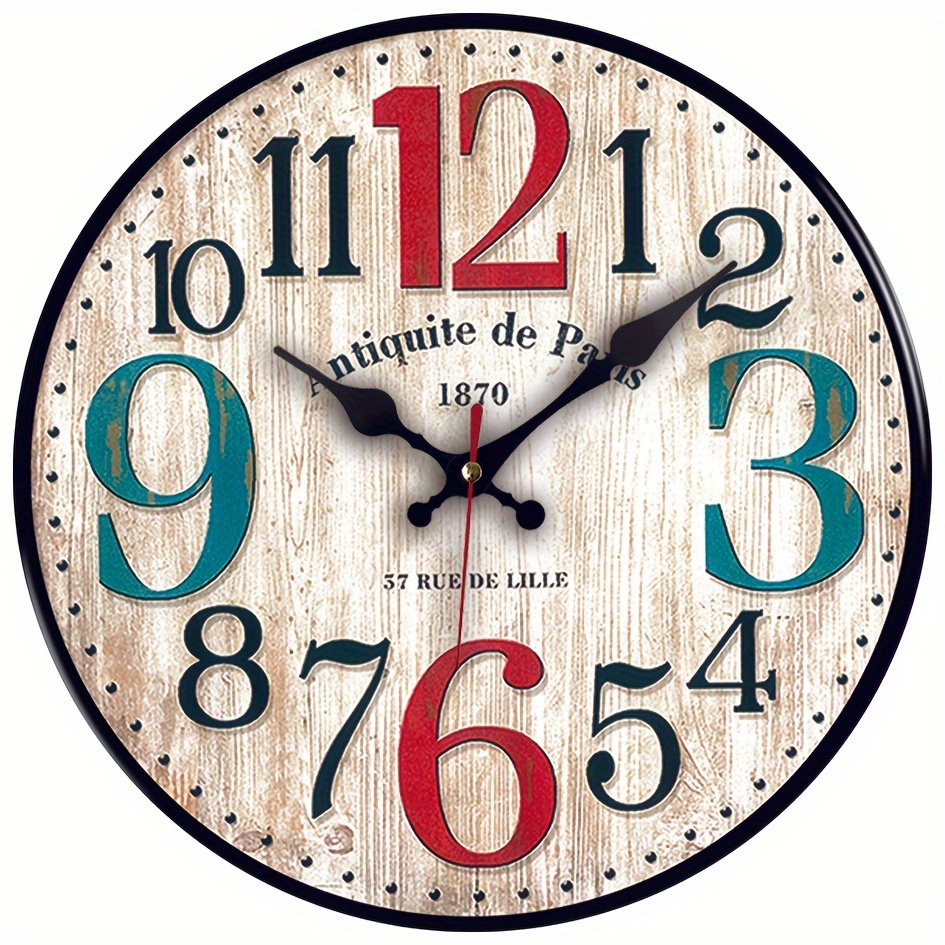 Vintage-Inspired Silent Wooden Wall Clock with - Image 3