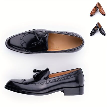 Men's Retro Style Solid Wing Tip