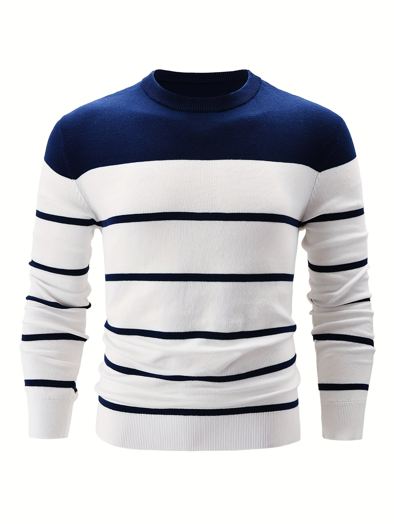 Men'S Cozy Striped Crew Neck Sweater - Image 4