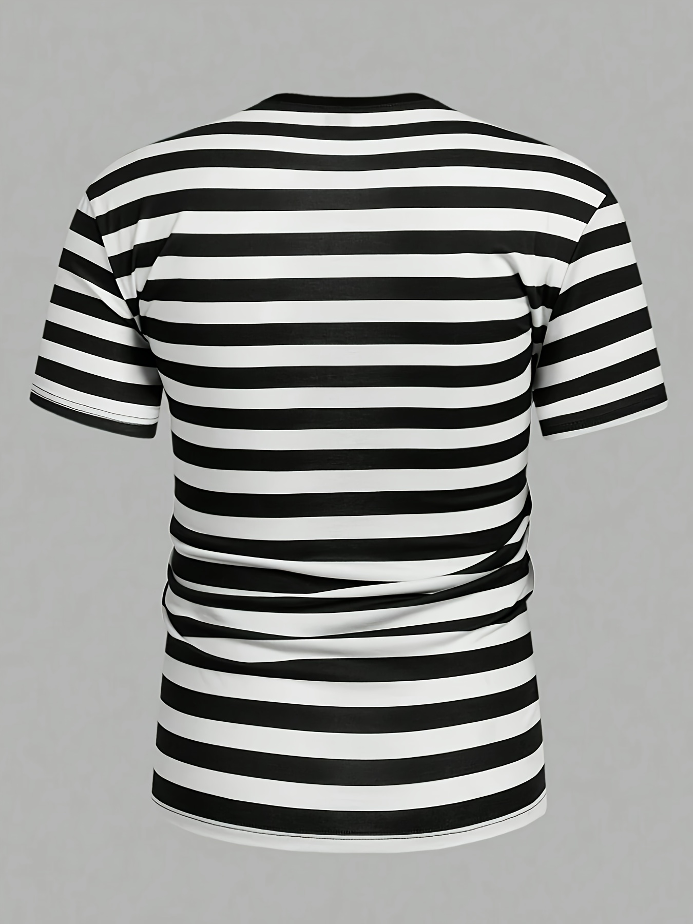 Men'S Striped Round-Neck T-Shirt with 3D - Image 2
