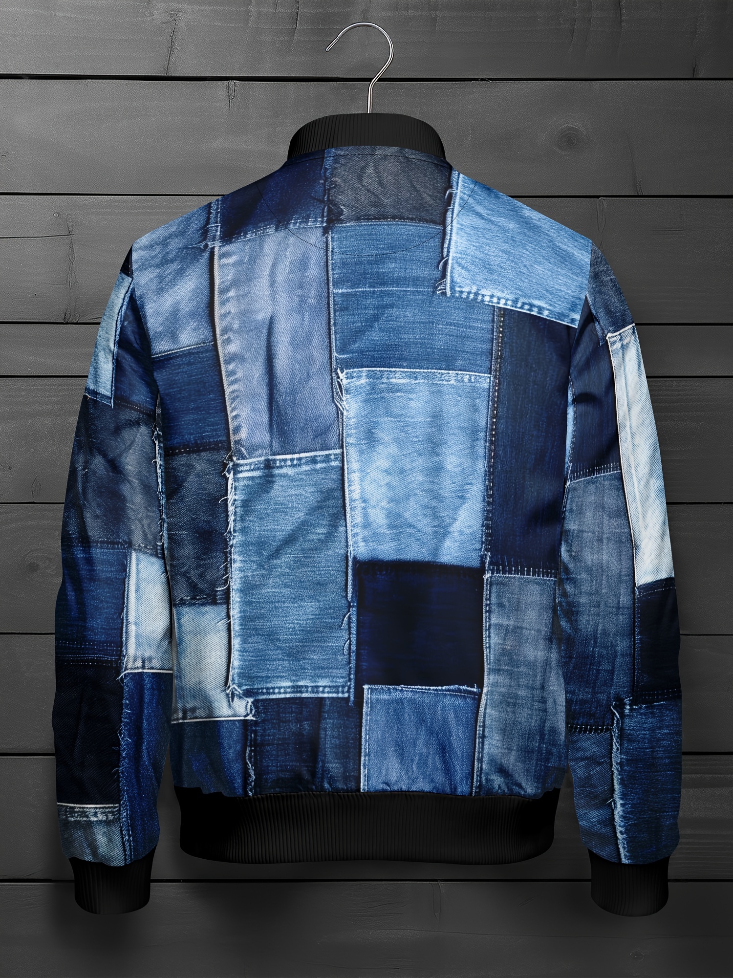Men's Casual Patchwork Denim Print Track - Image 2