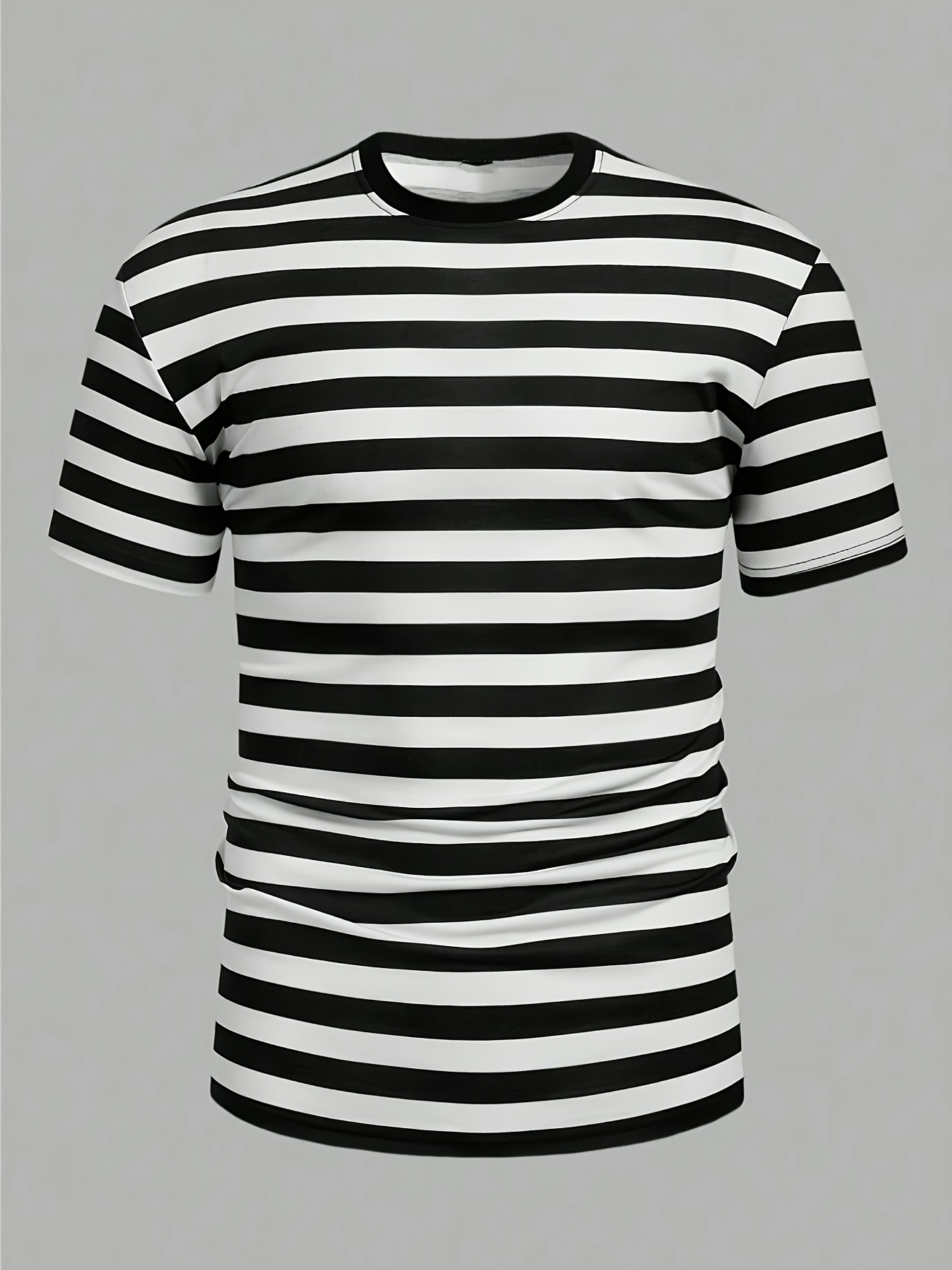 Men'S Striped Round-Neck T-Shirt with 3D - Image 4