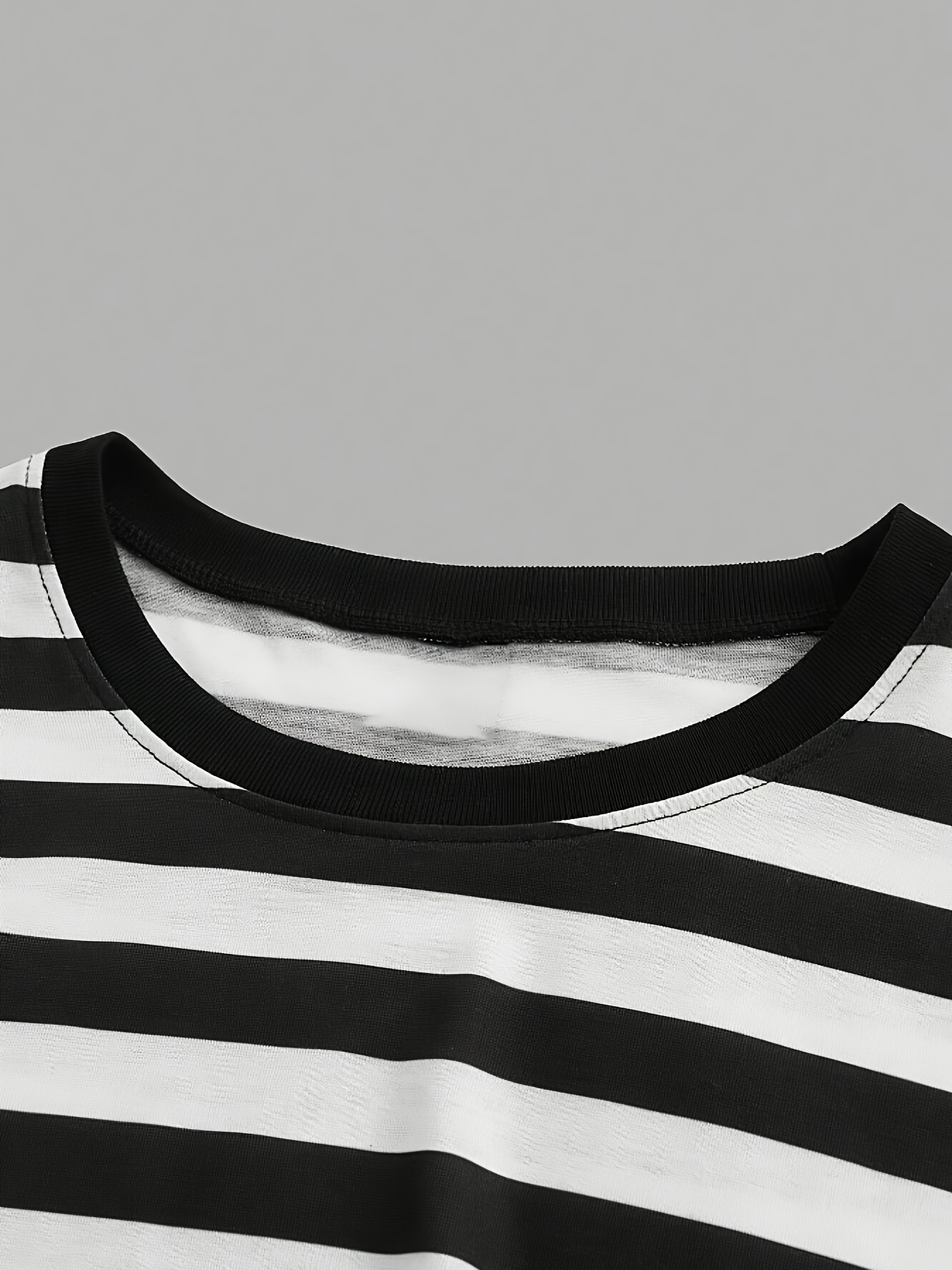 Men'S Striped Round-Neck T-Shirt with 3D - Image 5