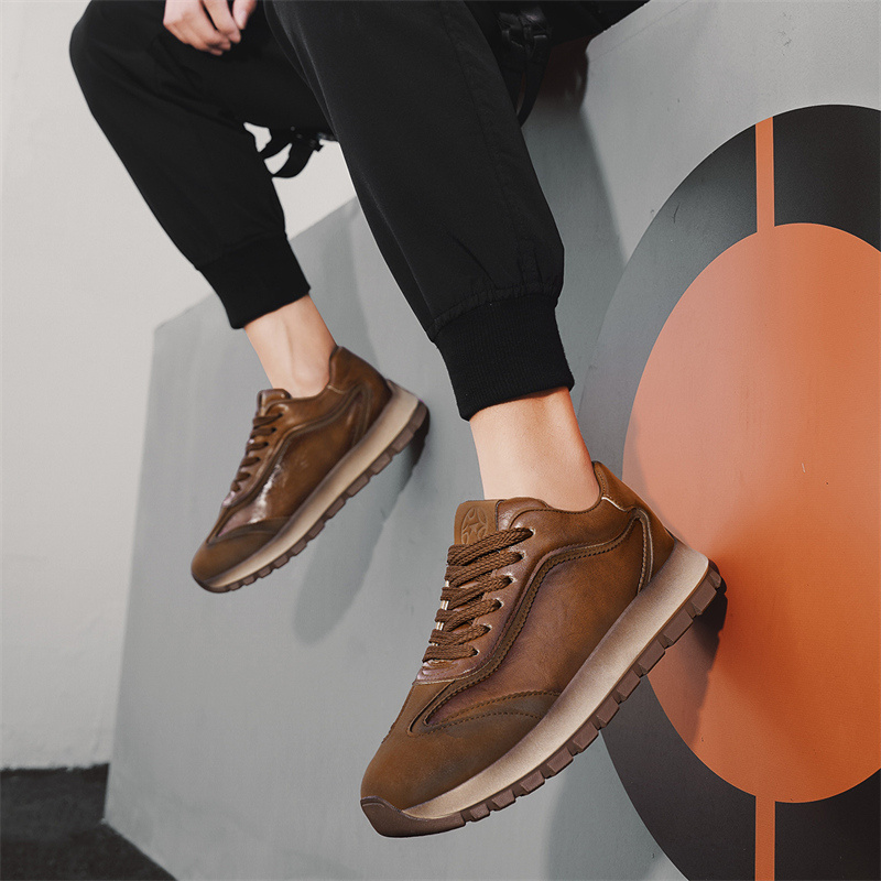 Men'S Stylish Brown Faux Sneakers - - Image 6