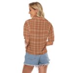 Texas Longhorns tartan plaid orange Women's V-neck Shirts - Image 4