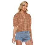 Texas Longhorns tartan plaid orange Women's V-neck Shirts - Image 2