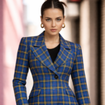 1 Blue & Gold Plaid Tailored Blazer – West Virginia Inspired Game Day Style - Image 3