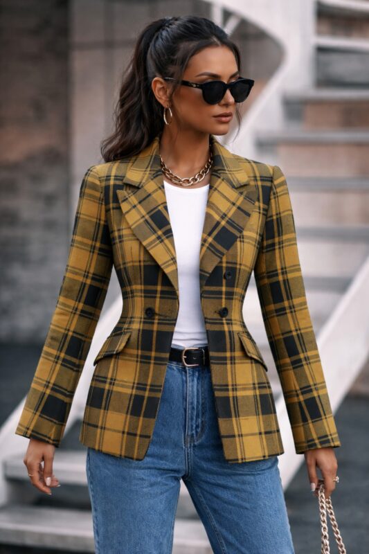 central florida inspired women blazer gold black tartan plaid blazer college style women blazer tartan plaid women blazer state inspired fashion blazer tailored college blazer women