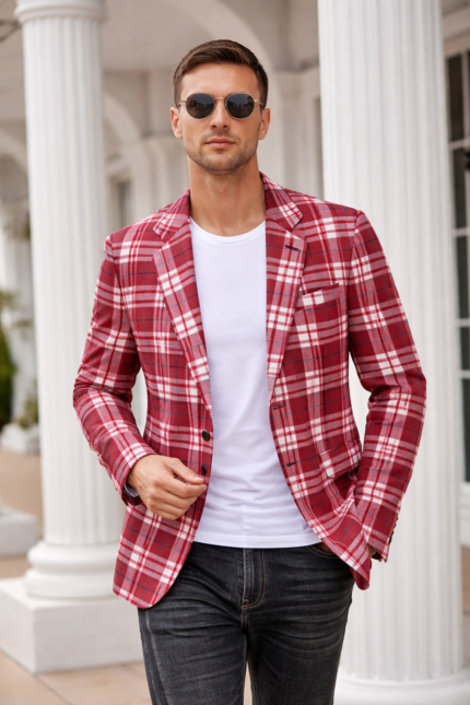 Alabama Crimson Red & White Plaid Men’s Blazer