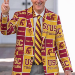 California Trojans Casual Flat Lapel Collar Blazer – Cardinal Red and Gold