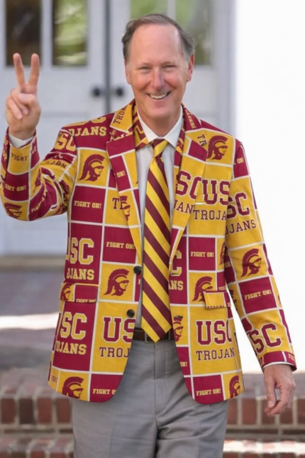 California Trojans Casual Flat Lapel Collar Blazer – Cardinal Red and Gold