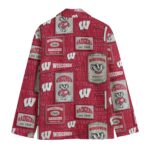 Wisconsin Badgers Casual Flat Lapel Collar Blazer – Cardinal Red and White - Image 4