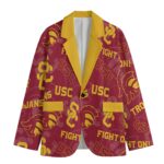 California Trojans Casual Flat Lapel Collar Blazer – Cardinal Red and Gold - Image 2