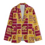 California Trojans Casual Flat Lapel Collar Blazer – Cardinal Red and Gold - Image 3