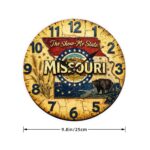 Missouri Wall Clock – Vintage Show Me State Map Design, Rustic Americana Home Decor