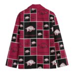 Arkansas Razorbacks Casual Flat Lapel Collar Blazer – Cardinal Red and White - Image 3