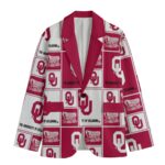 Ohio State Buckeyes Casual Flat Lapel Collar Blazer – Scarlet Red and Gray - Image 4