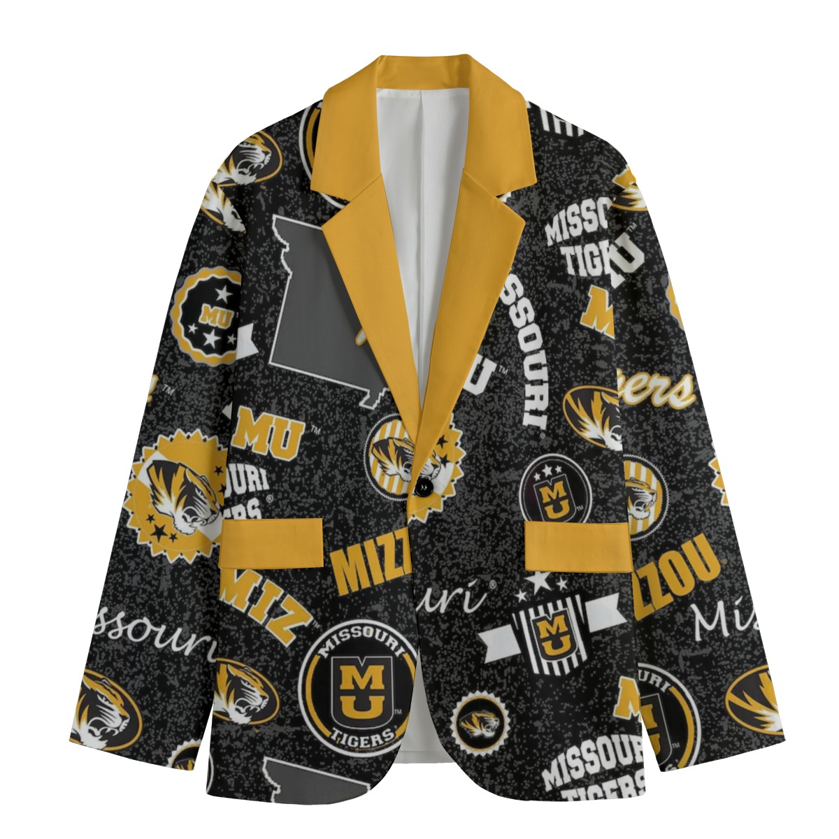 80873-30d6224c-fbfc-48f5-a8bf-b80b95e0a8ed.jpeg Missouri Casual Flat Lapel Collar Blazer – Black and Gold Tigers - Image 1