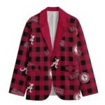 Game Day Alabama Crimson  Plaid Blazer – Red & Black College Football Men’s Statement Jacket - Image 5