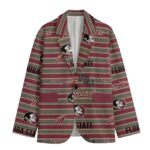 Florida State Seminoles Striped Casual Flat Lapel Collar Blazer – Garnet and Gold