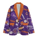 Clemson Tigers Casual Flat Lapel Collar Blazer – Clemson Orange and Purple
