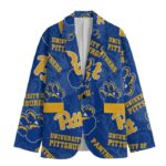Pittsburgh Panthers Casual Flat Lapel Collar Blazer – Royal Blue and Gold