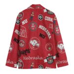 Nebraska Cornhuskers Casual Flat Lapel Collar Blazer – Scarlet and Cream - Image 2