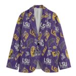 LSU Tigers Casual Flat Lapel Collar Blazer – Purple and Gold - Image 2